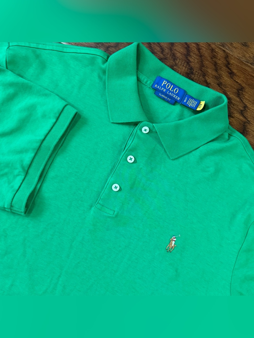 Polo Ralph Lauren Mens Polo Shirt Green Large Classic Fit Pony Logo Short Sleeve